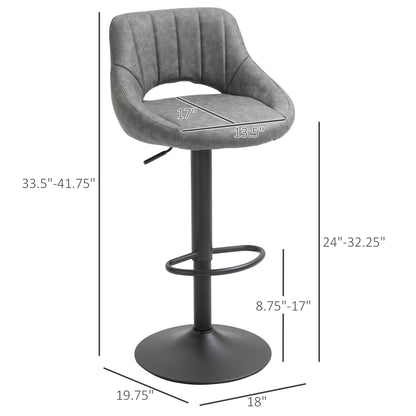 Tabourets de bar pivotants hauteur ajustable ensemble de 2