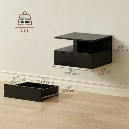 Tables de chevet flottantes murales avec tiroir — lot de 2