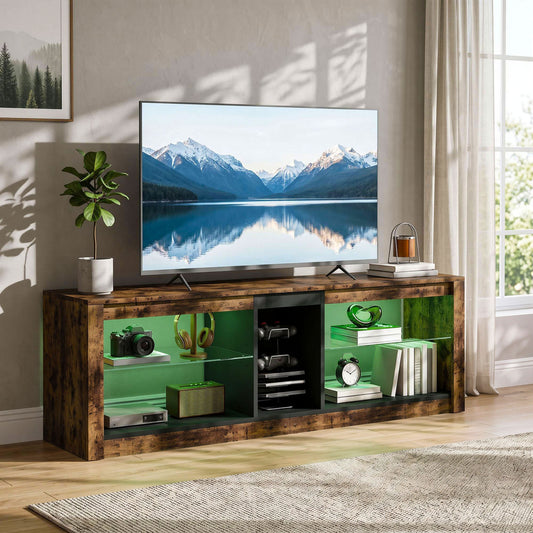 Meuble TV rustique à LED avec rangement