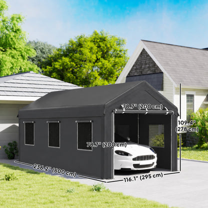 Carport 10' x 20' portatif robuste avec 6 fenêtres