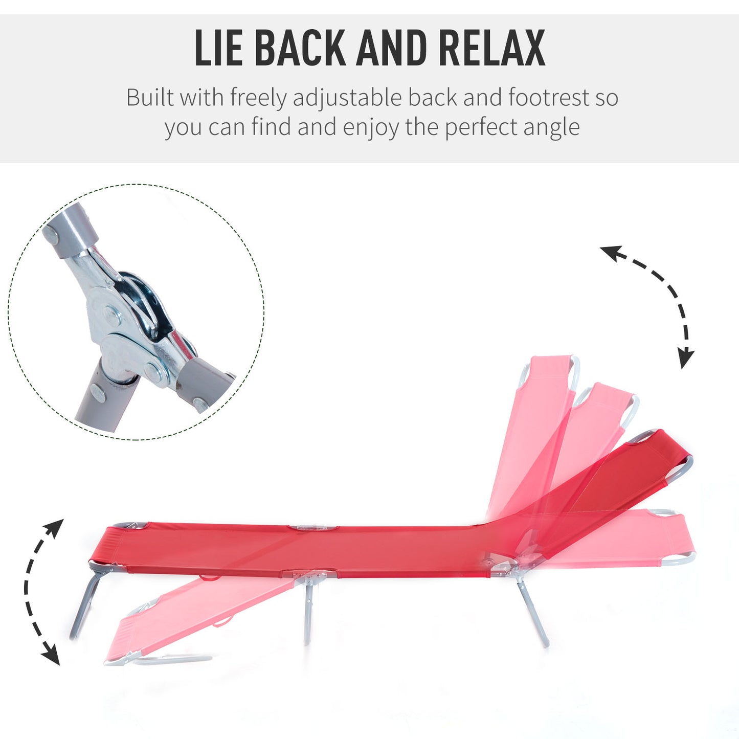 Chaise longue pliante extérieure à dossier réglable