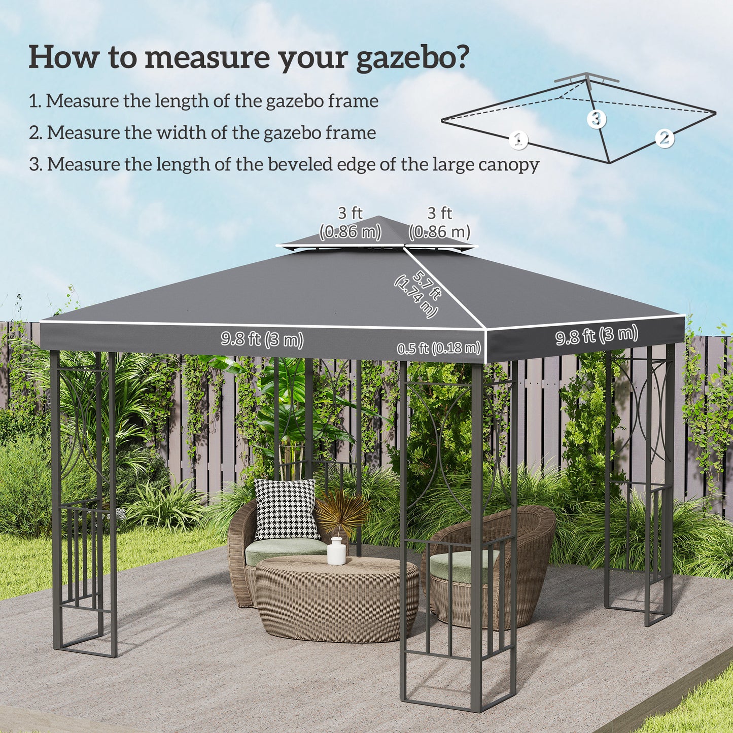 Toile de remplacement gazebo 2 niveaux 3 x 3 m
