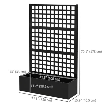  Galvanized Raised Garden Bed with Trellis - 110x41x178cm