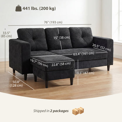Divan sectionnel en L avec chaise modulable