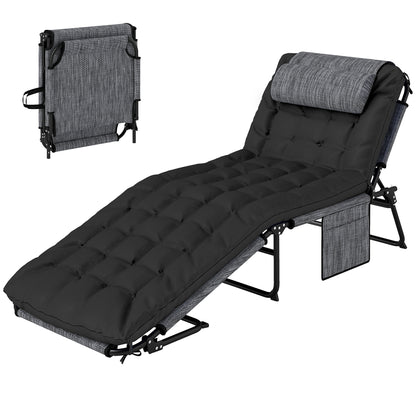 Chaise longue pliante 4 positions avec coussin