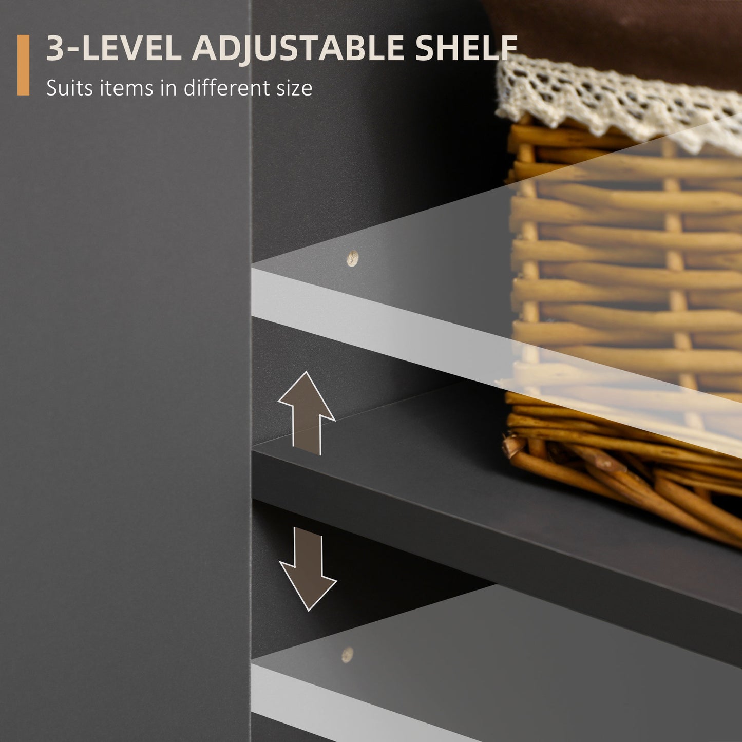 Buffet bahut avec tablettes ajustables — gris foncé