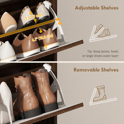 Meuble à chaussures étroit à 2 tiroirs abattants