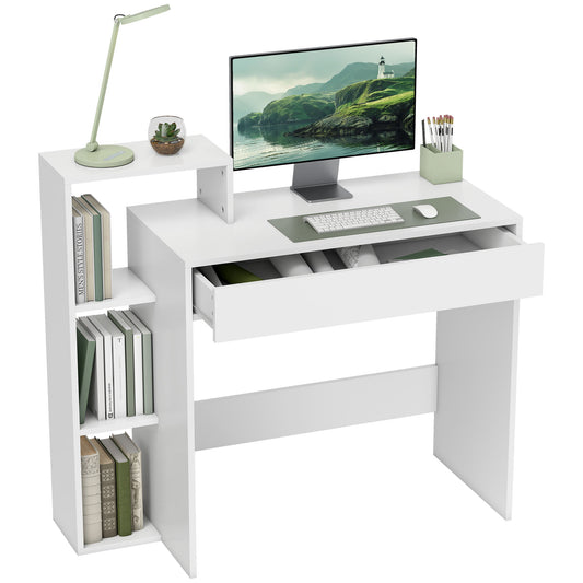 Bureau compact avec 3 tablettes et tiroir
