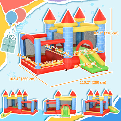 Château gonflable 4 en 1 avec trampoline, glissoire et piscine