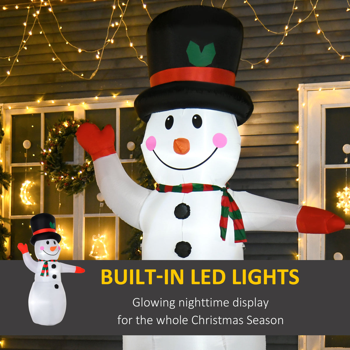 Bonhomme de neige gonflable lumineux 2,4 m