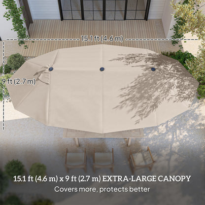 Parasol double toile 457 cm avec manivelle et base croisée