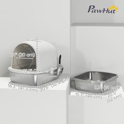 Litière pour chat en acier inoxydable avec scoop