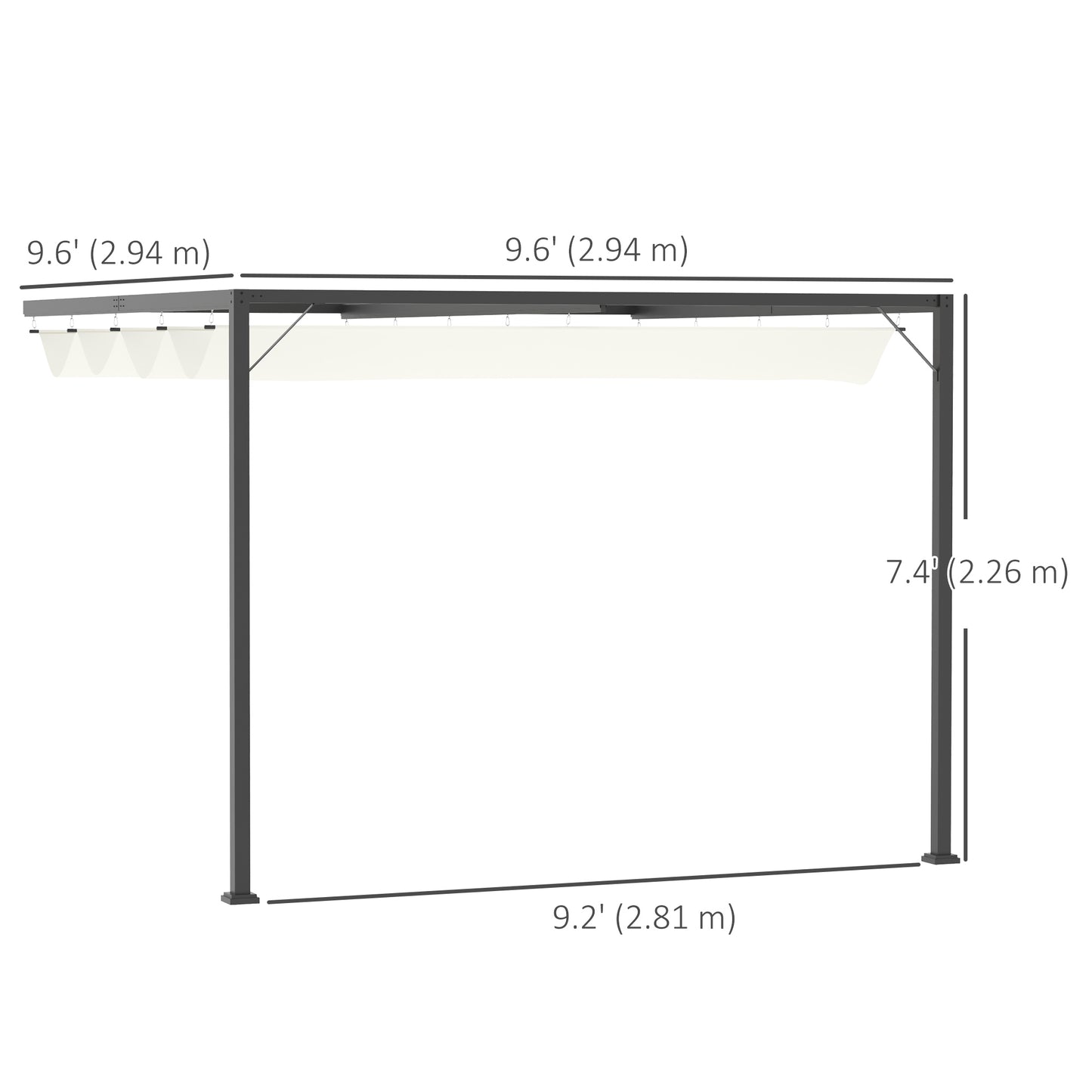 Pergola extérieure rétractable 3x3m cadre métal