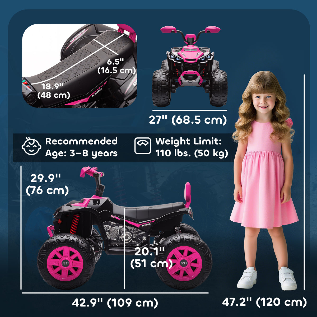 VTT électrique 24V tout-terrain pour enfants à 2 places