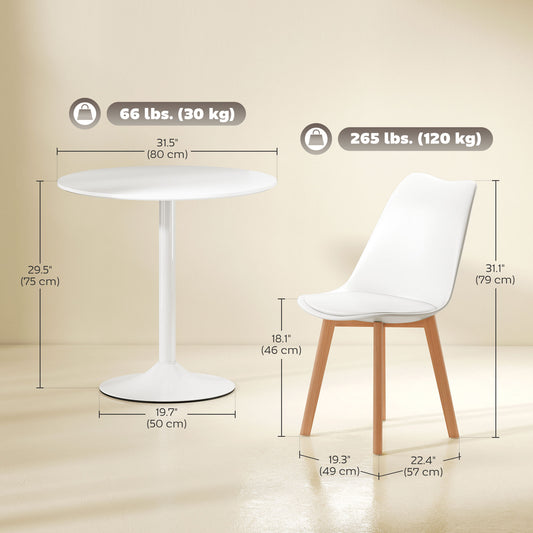 Ensemble salle à manger rond 5 pièces base piédestal