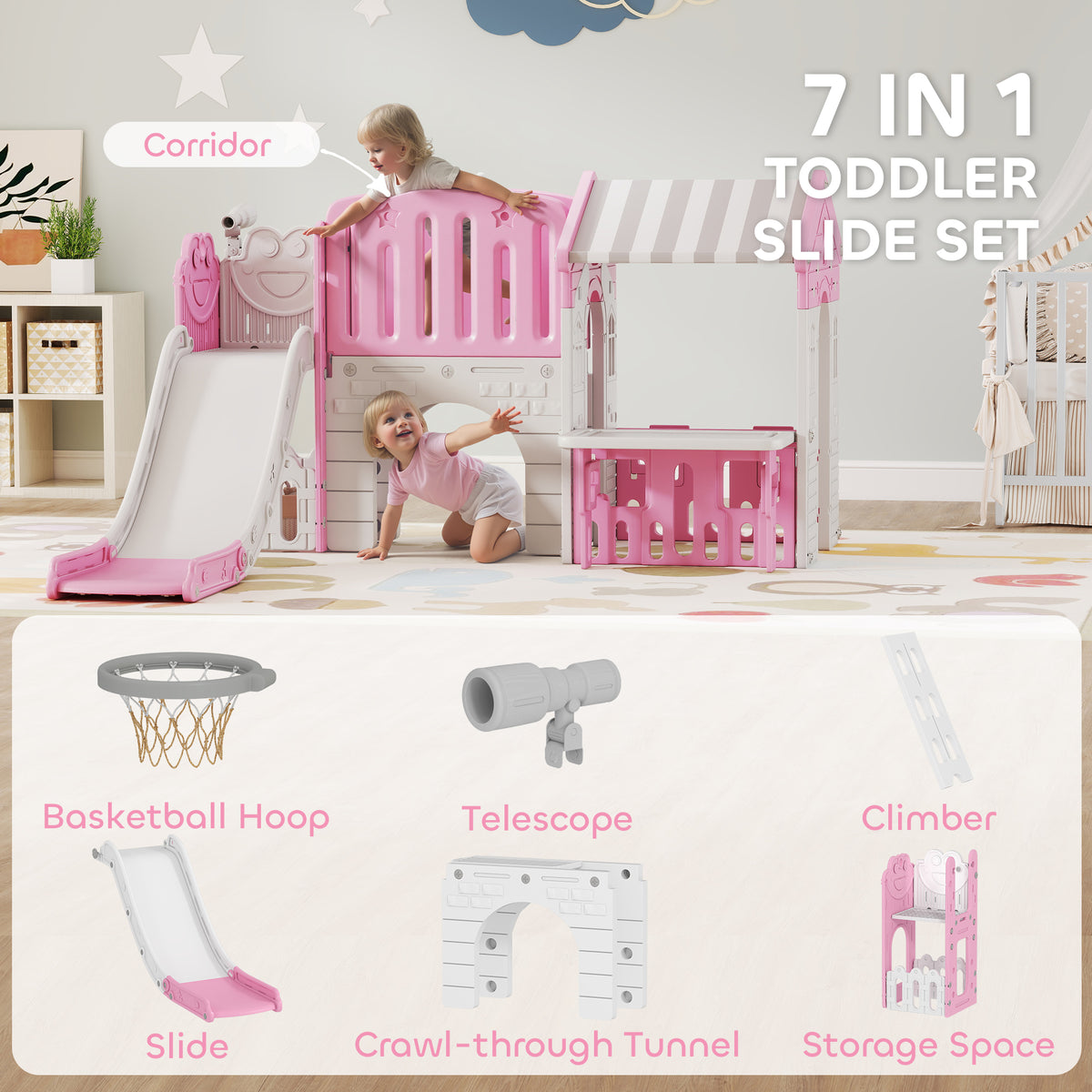 Glissade pour tout-petit 7-en-1 aire de jeux