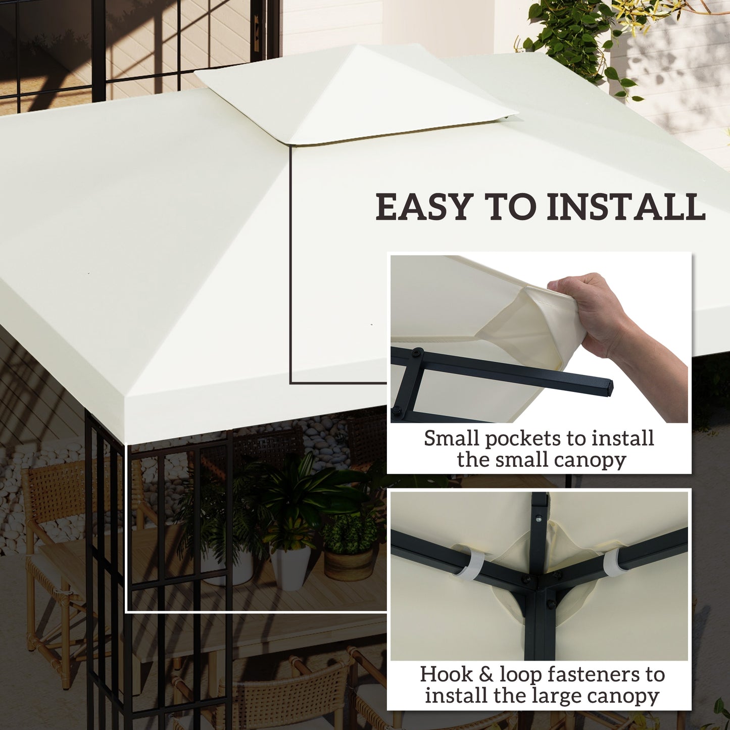 Toile de remplacement gazebo deux niveaux 3 x 3 m