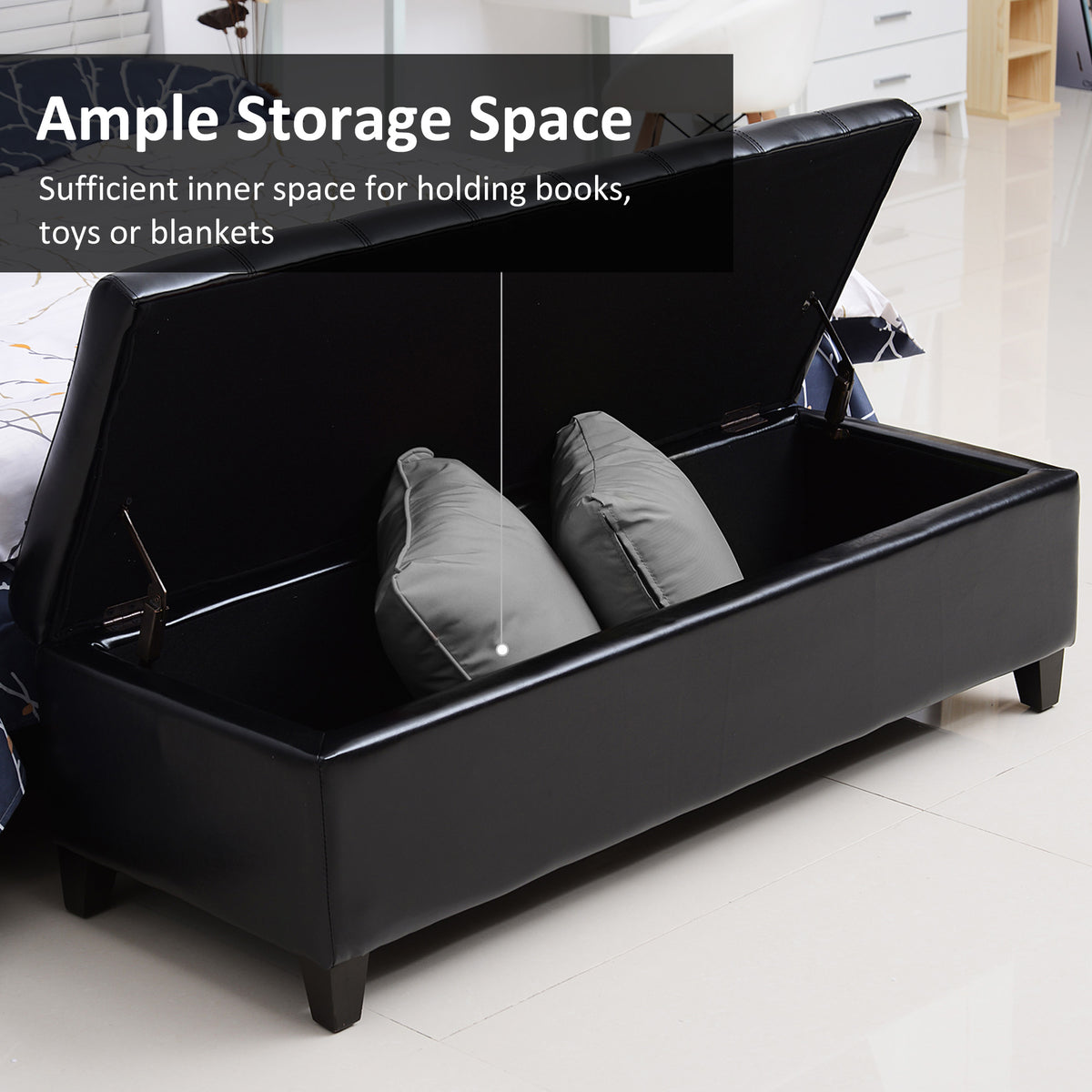 Banc ottoman de rangement en similicuir
