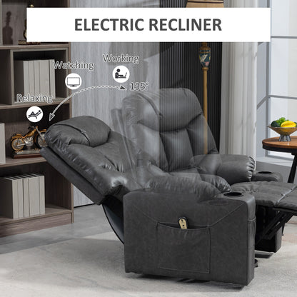 Fauteuil releveur électrique en similicuir avec porte-gobelets