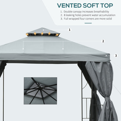 Gazebo de patio toit double 3 x 3 m