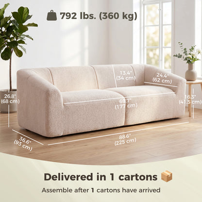 Divan 3 places en chenille nuage sans structure