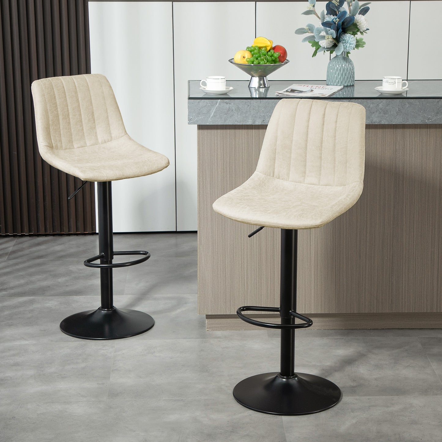Tabourets de bar hauteur comptoir ajustables pivotants ensemble 2
