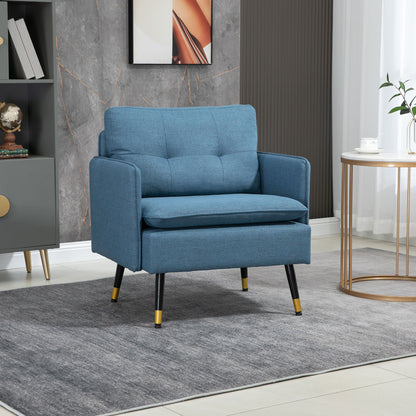 Fauteuil d'accent rembourré dossier capitonné pieds acier