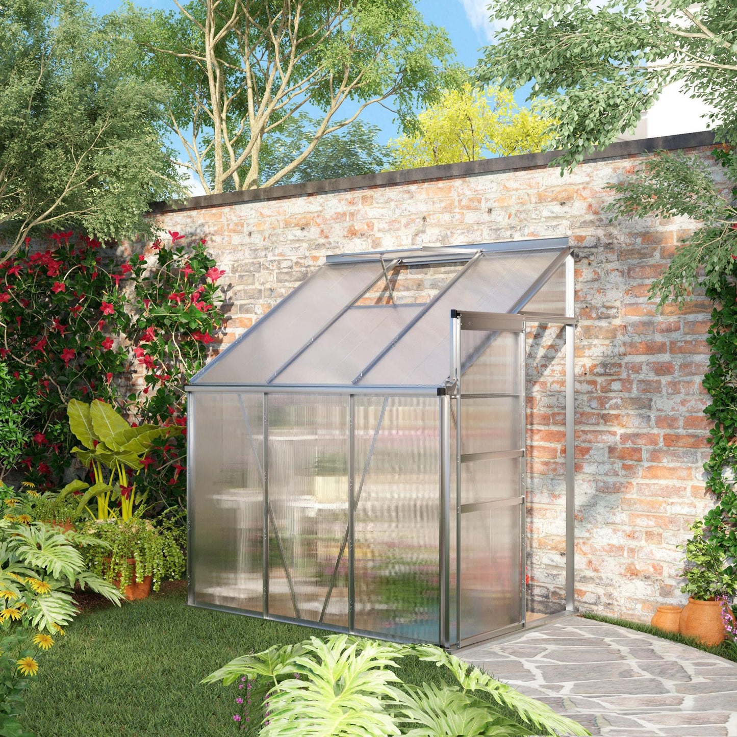 Serre adossée aluminium 183x122cm polycarbonate — Foncé