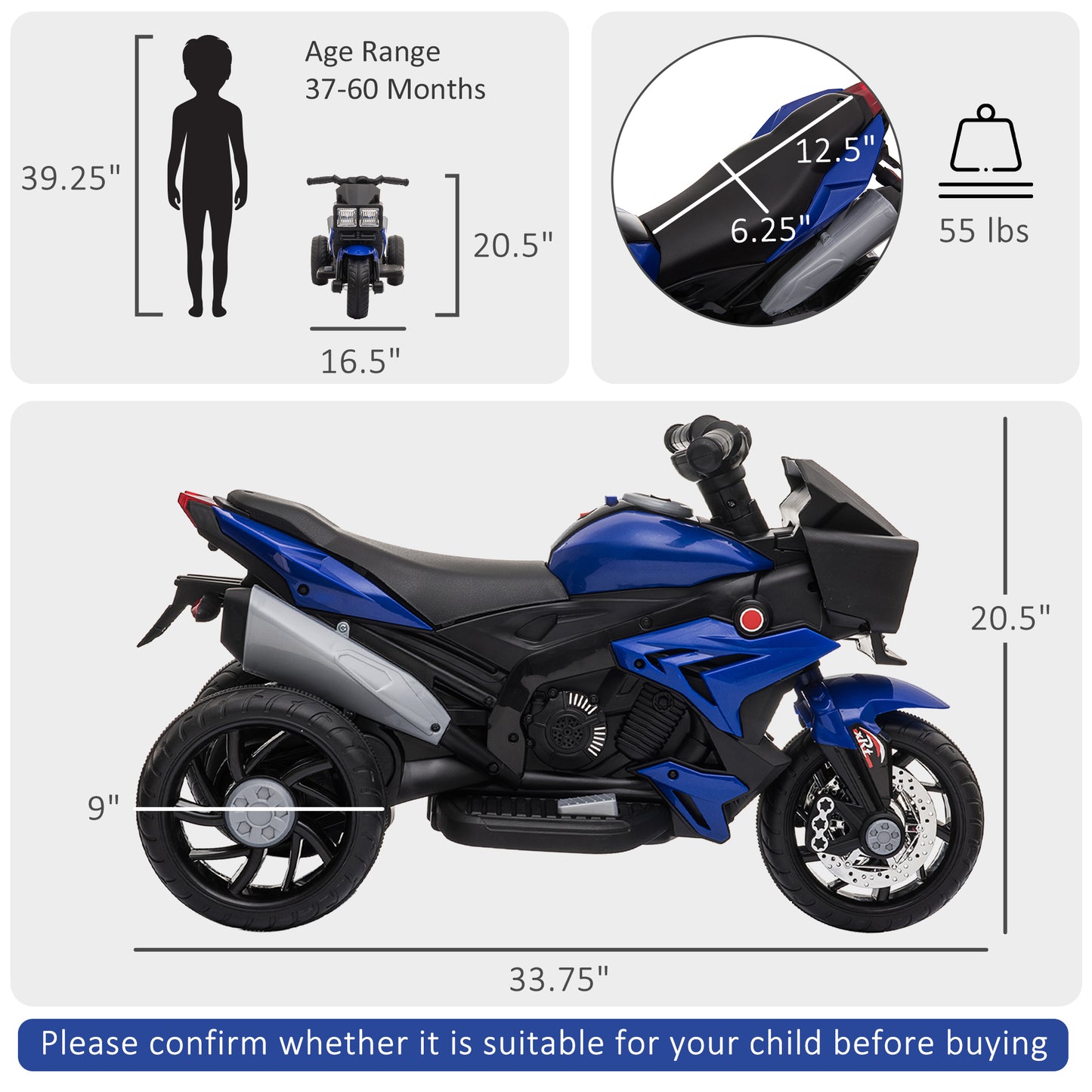 Moto électrique pour enfants 6V avec pédales musique phares