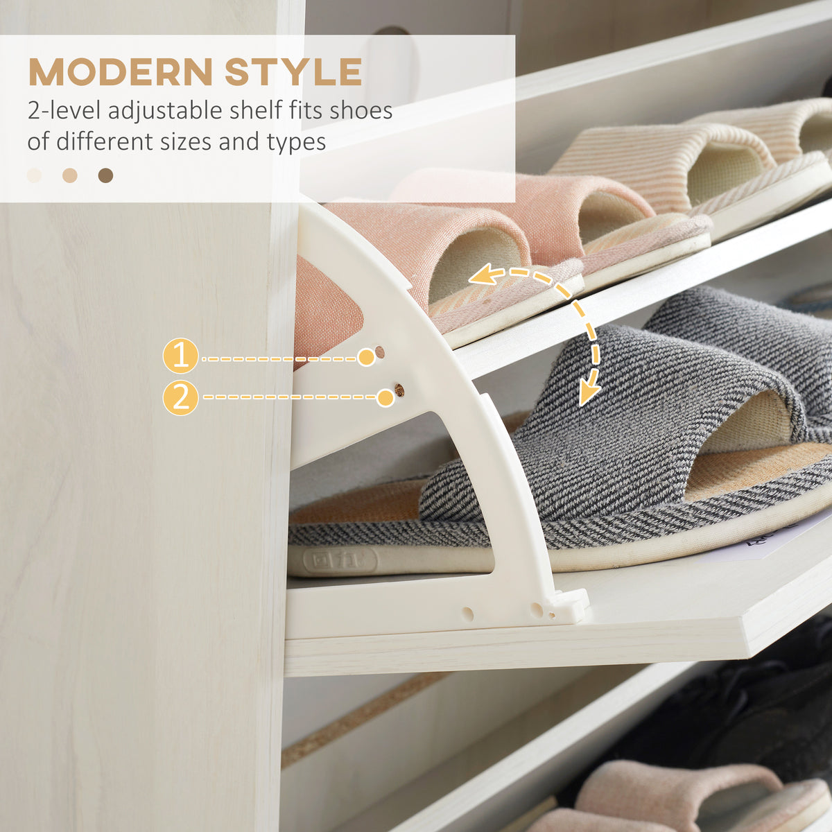 Meuble à chaussures moderne à trois abattants