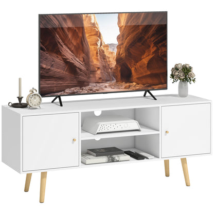 Meuble télé rangement 55 pouces pattes bois