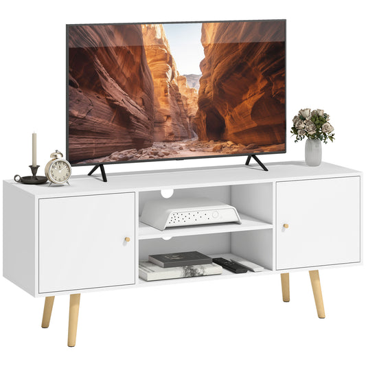 Meuble télé rangement 55 pouces pattes bois