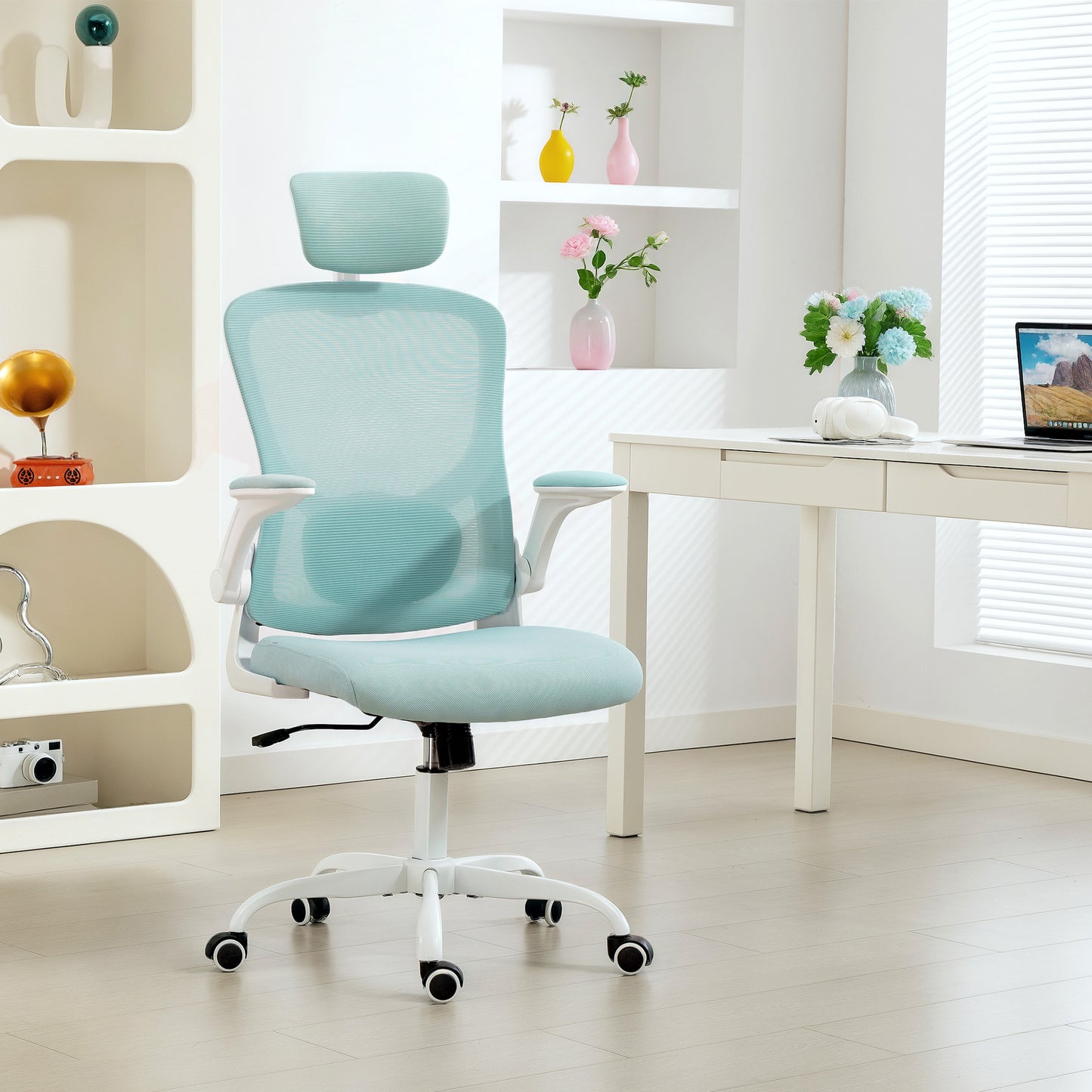 Chaise de bureau ergonomique mesh avec appui-tête ajustable