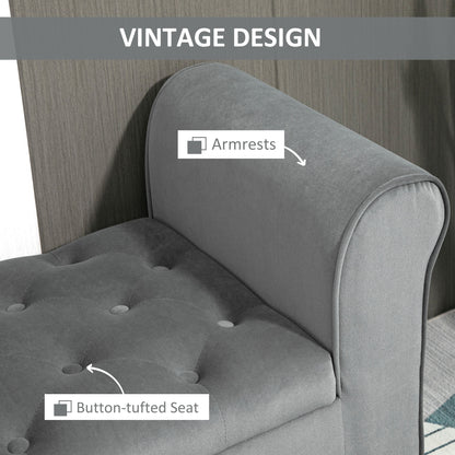 Banc de rangement capitonné avec accoudoirs
