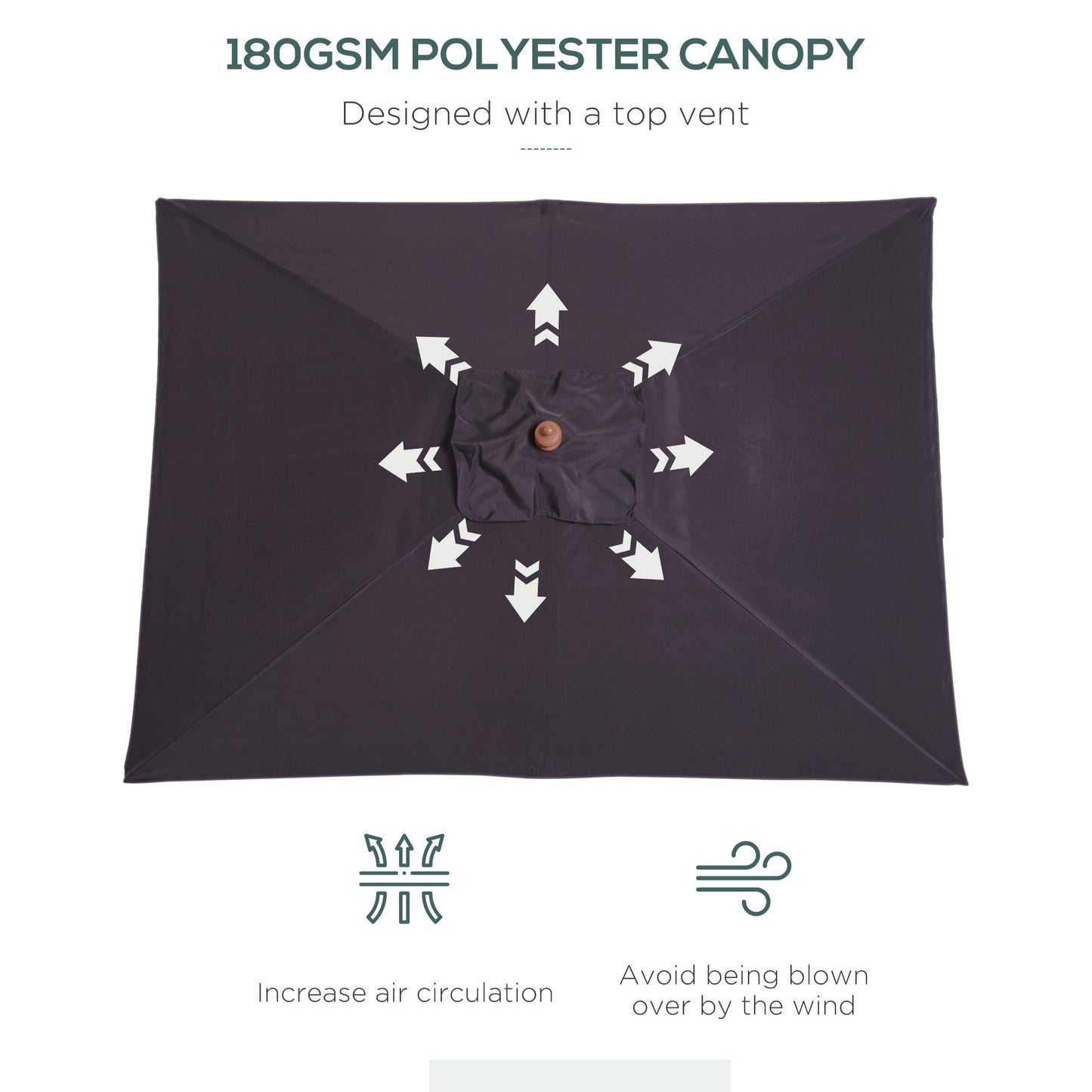 Parasol rectangulaire de patio inclinable 200 x 150 cm