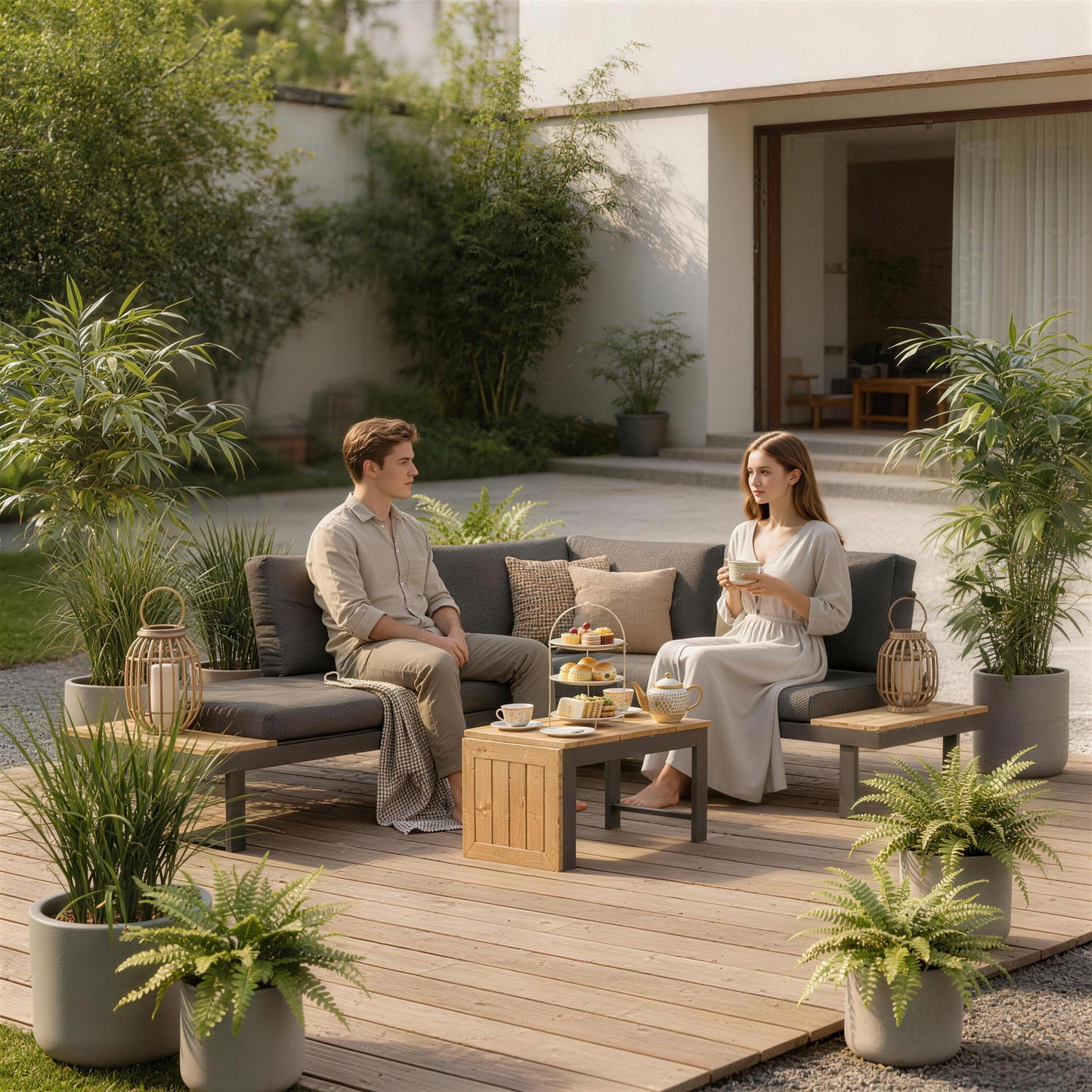 Ensemble patio sectionnel aluminium modulaire 3 pièces
