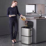 Poubelle de cuisine mince en acier inoxydable 60 L