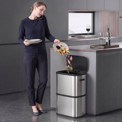 Poubelle de cuisine mince en acier inoxydable 60 L