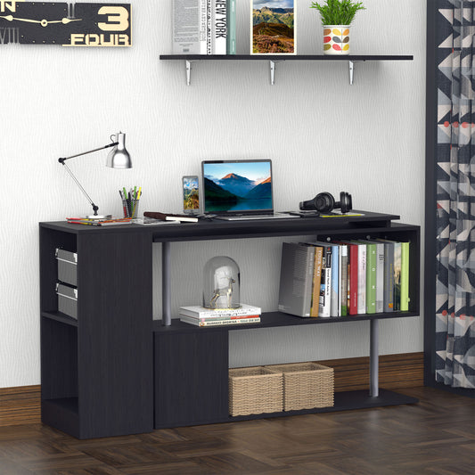 Bureau d'angle rotatif 360° avec étagères 3 niveaux