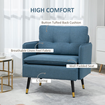 Fauteuil d'accent rembourré dossier capitonné pieds acier