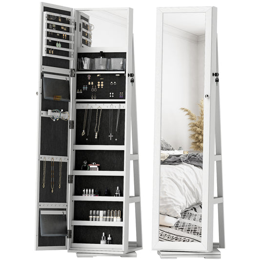 Armoire à bijoux pivotante 360° avec miroir verrouillable