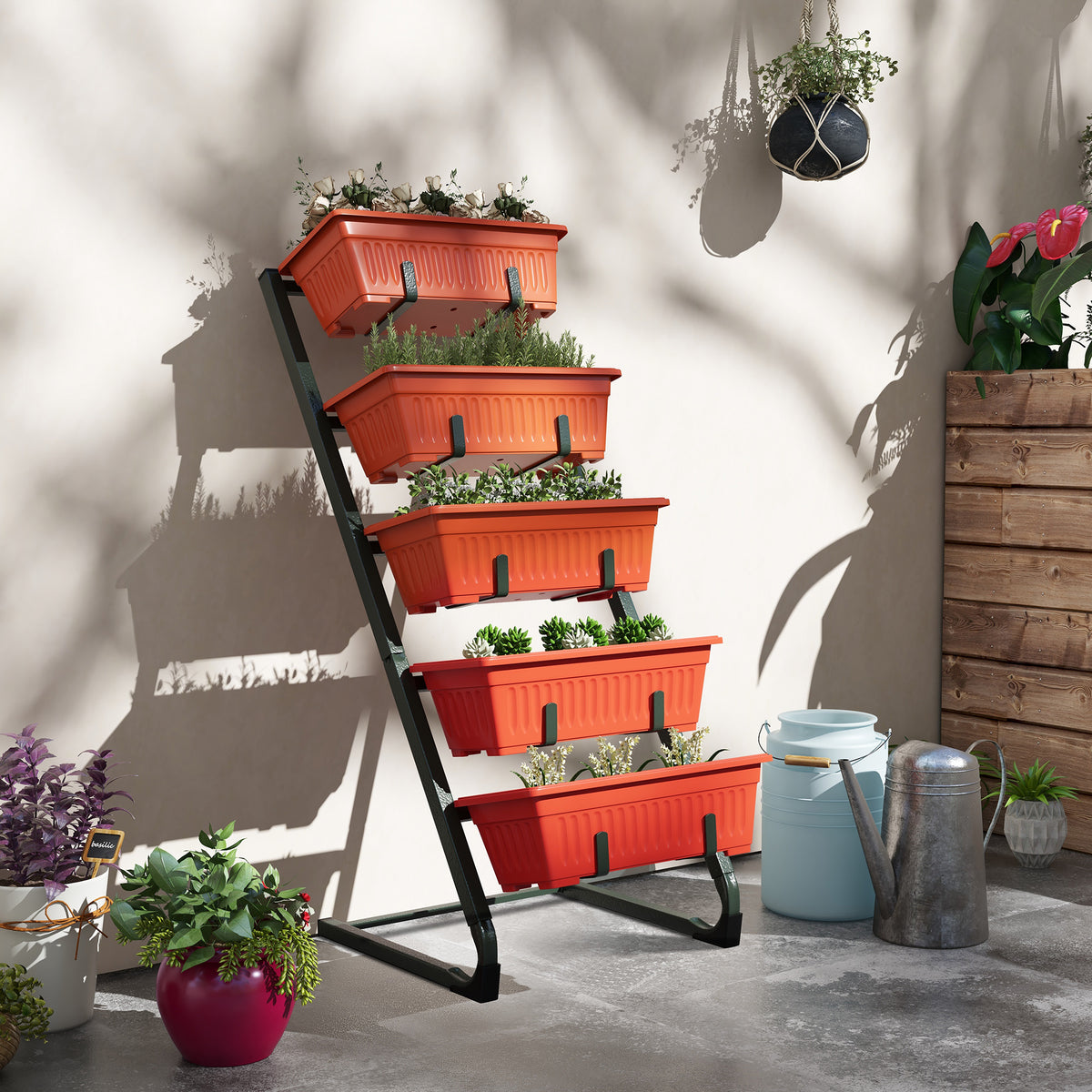 Jardinière verticale 5 étages avec 5 bacs — Noir