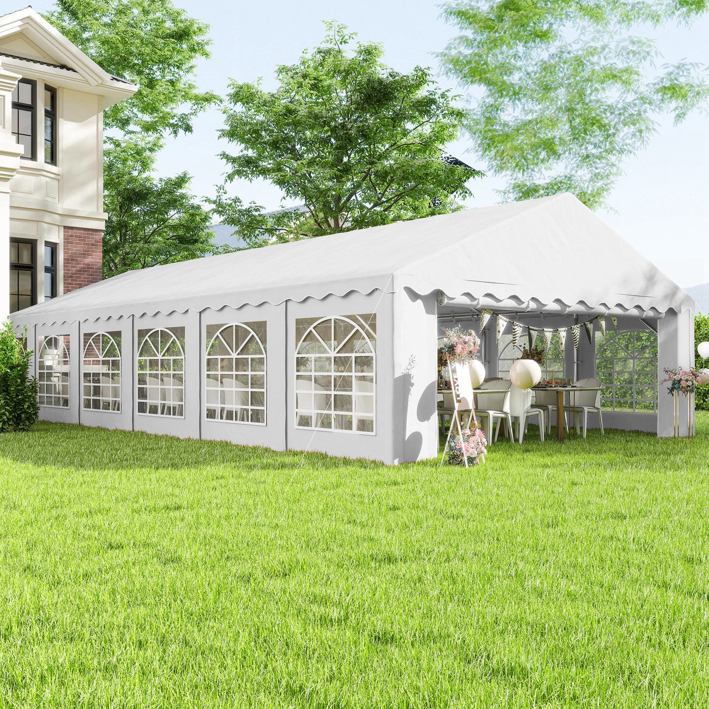 Tente de réception extérieure 6 x 12 m — 12 fenêtres