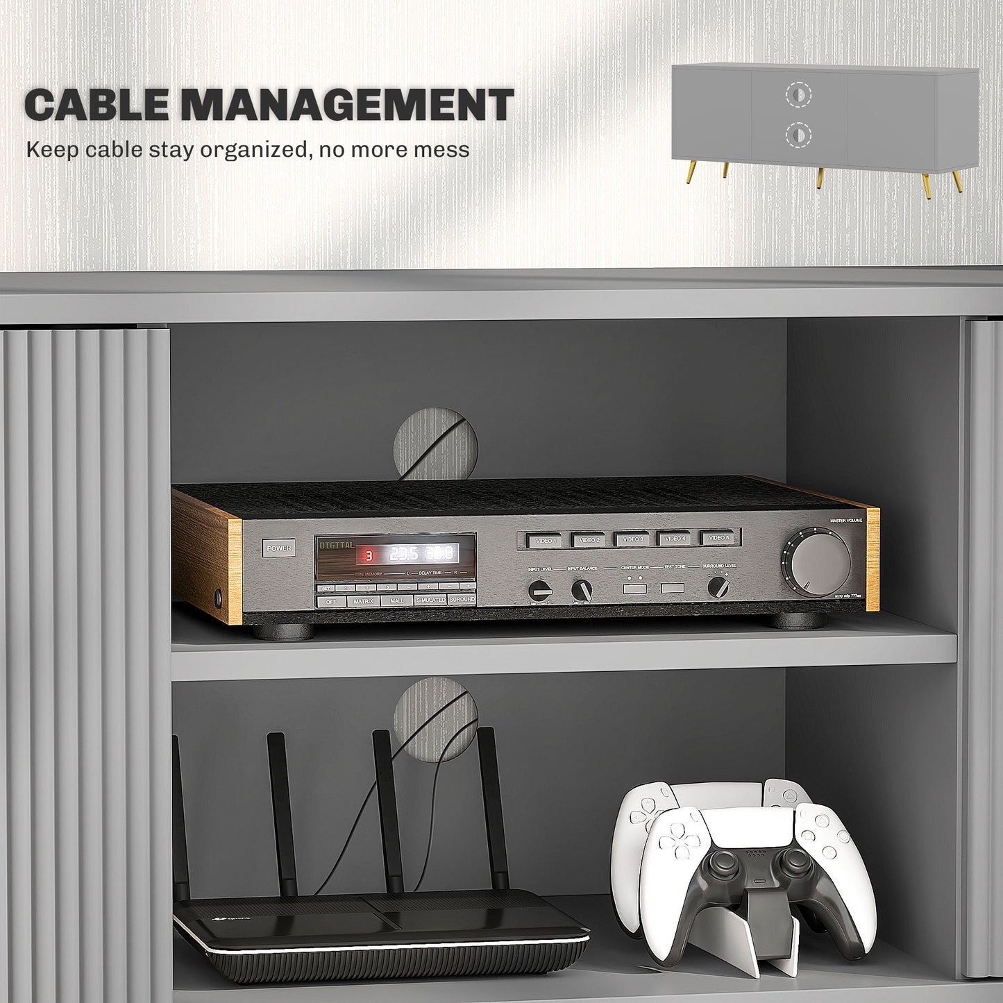 Meuble télé moderne avec rangement 55 pouces