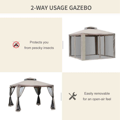 Gazebo patio toit double moustiquaire 2,9m x 2,9m