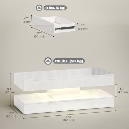 Table basse avec éclairage LED RGB ajustable