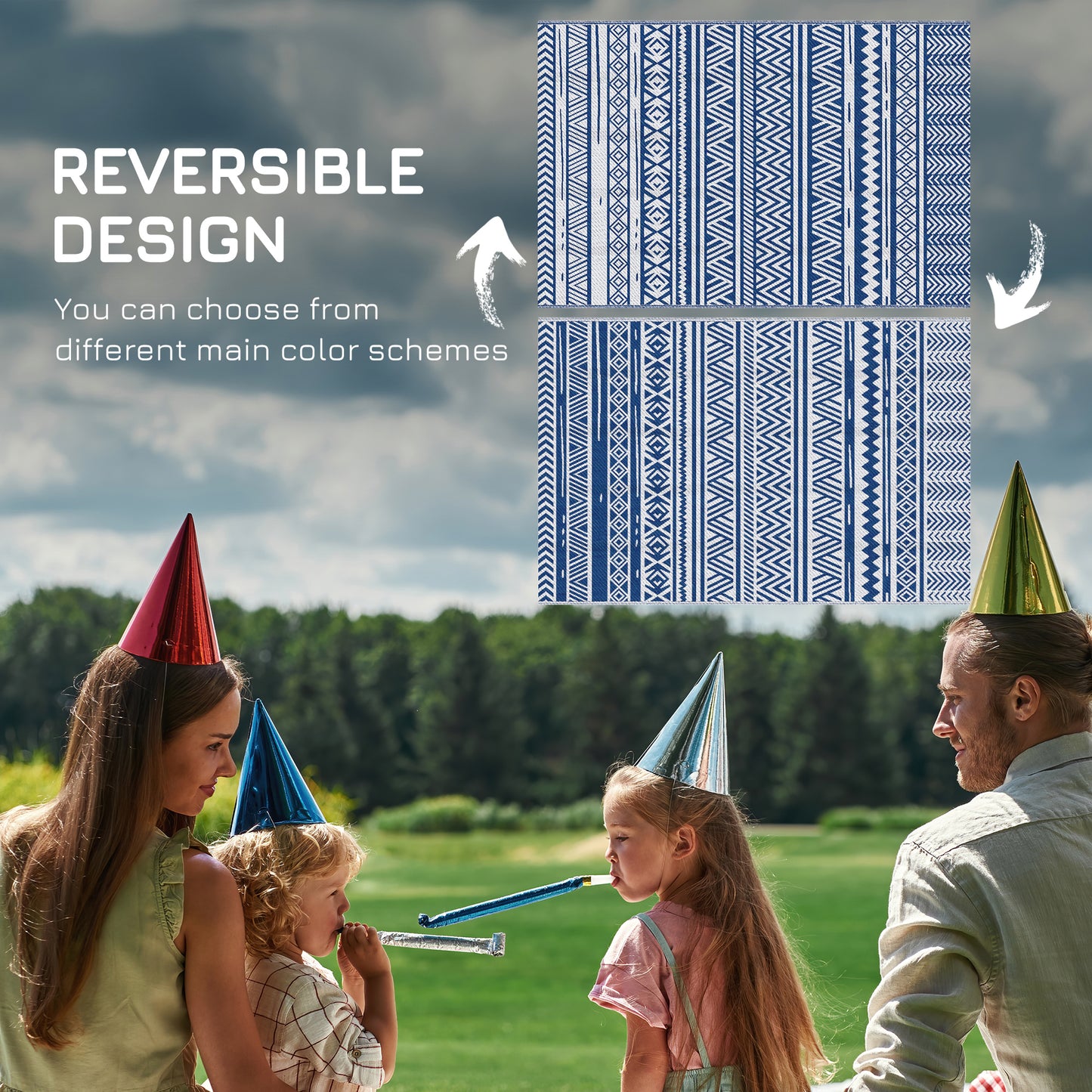 Tapis extérieur réversible pour patio et camping