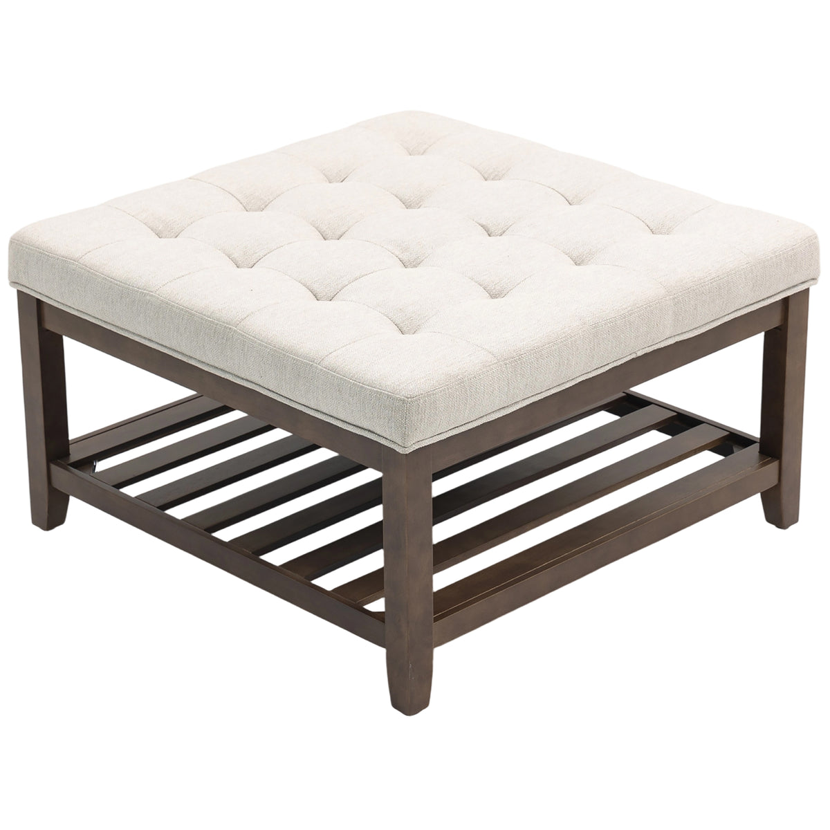 Table basse ottomane capitonnée avec rangement