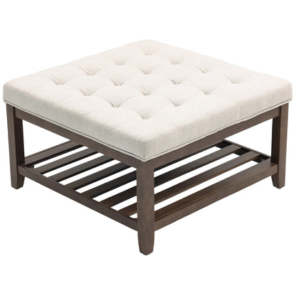 Table basse ottomane capitonnée avec rangement