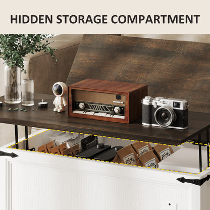 Table basse relevable avec station de recharge et rangement